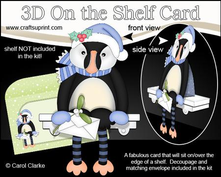3D on the Shelf Card Kit - Little Christmas Puffin