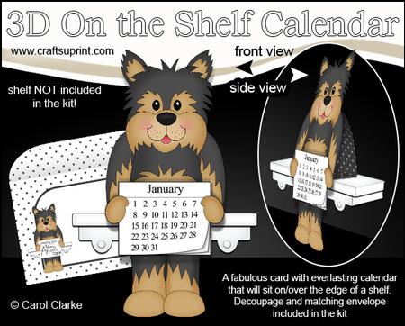 3D on the Shelf Everlasting Calendar Kit - Little Yorkie Dog