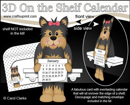 3D on the Shelf Everlasting Calendar Kit - Little Yorkie Dog