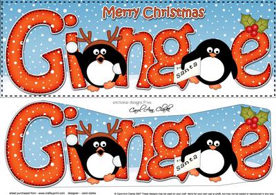 Large Dl Christmas Ginge Penguins 3D Decoupage
