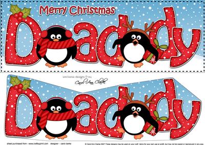 Large Dl Christmas Daddy Penguins 3D Decoupage