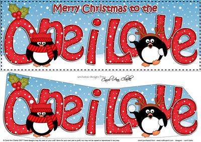 Large Dl Christmas One I Love Penguins 3D Decoupage