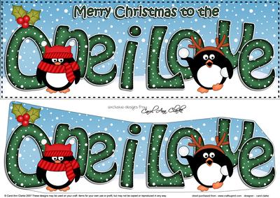 Large Dl Christmas One I Love Penguins 3D Decoupage