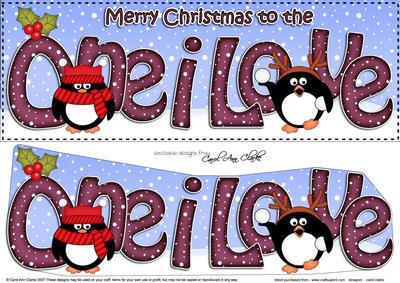 Large Dl Christmas One I Love Penguins 3D Decoupage