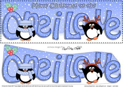 Large Dl Christmas One I Love Penguins 3D Decoupage