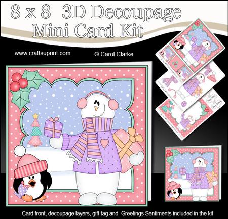 8x8 Christmas Snowman Rio's Presents Mini Kit 3D Decoupage