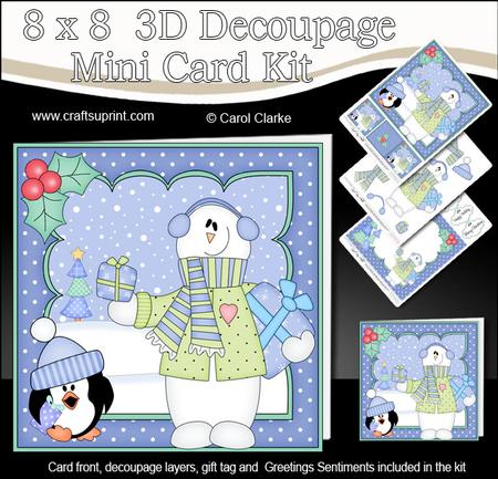 8x8 Christmas Snowman Rio's Presents Mini Kit 3D Decoupage
