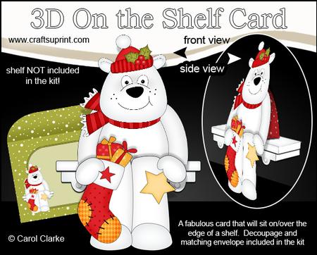 3D on the Shelf Card Kit - Little Christmas Polar Bear Ben