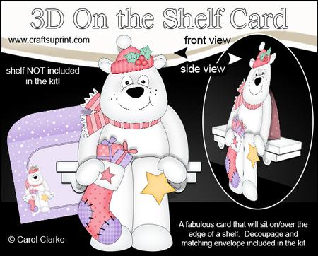 3D on the Shelf Card Kit - Little Christmas Polar Bear Ben