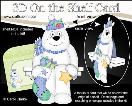 3D on the Shelf Card Kit - Little Christmas Polar Bear Ben