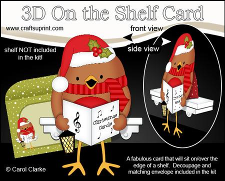 3D on the Shelf Card Kit - Little Christmas Bobbin Robin