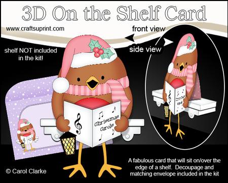 3D on the Shelf Card Kit - Little Christmas Bobbin Robin