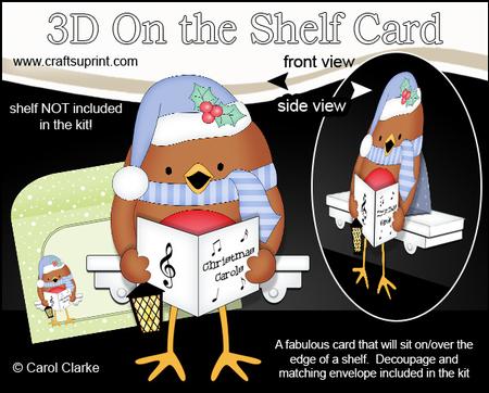 3D on the Shelf Card Kit - Little Christmas Bobbin Robin