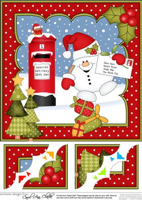 8 x 8 Christmas Snowball Sam Santa Letter Scalloped Corner