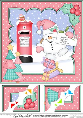 8 x 8 Christmas Snowball Sam Santa Letter Scalloped Corner