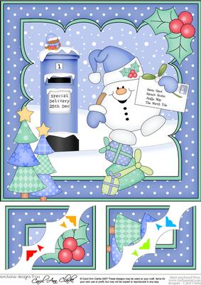 8 x 8 Christmas Snowball Sam Santa Letter Scalloped Corner