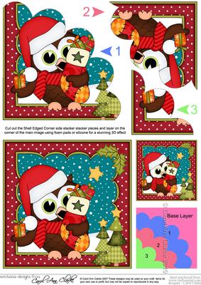Christmas Little Hoot Owl's Stocking Shell Edged Stacker