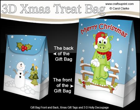 3D Little Christmas Dinosaur Gift Bag Mini Kit