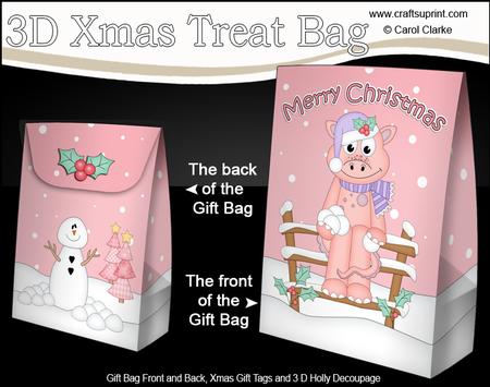 3D Little Christmas Dinosaur Gift Bag Mini Kit