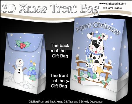 3D Little Christmas Spotty Dog Gift Bag Mini Kit