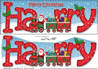 Large Dl Christmas Harry Santa's Train 3D Decoupage