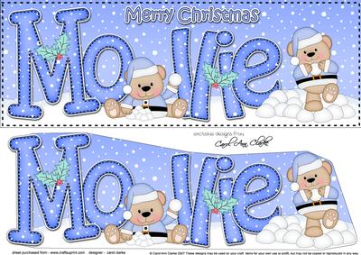 Large Dl Christmas Mollie Livvy Bear 3D Decoupage