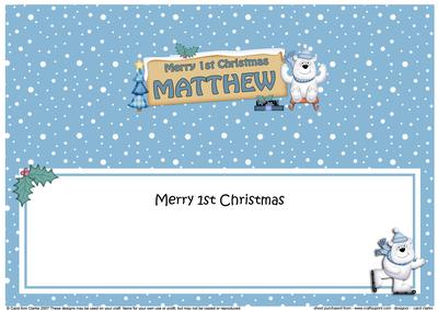Large Dl 1st Christmas Matthew Polar Bear Signpost Insert