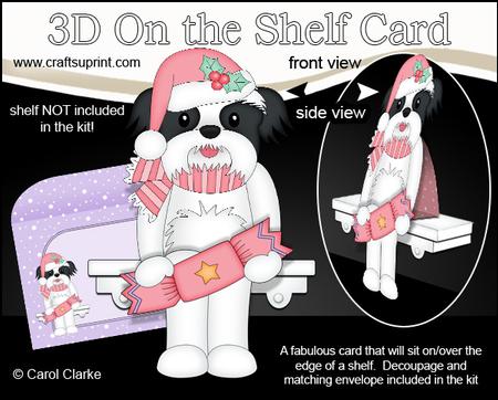 3D on the Shelf Card Kit - Little Christmas Shih Tzu Dog