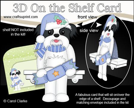 3D on the Shelf Card Kit - Little Christmas Shih Tzu Dog