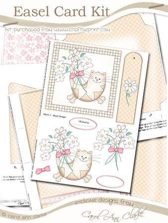 Cute Cat Easel Card Kit with 3D Decoupage Topper