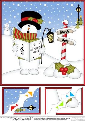 8 x 8 Christmas Carol Singing Snowman Rio Scalloped Corner