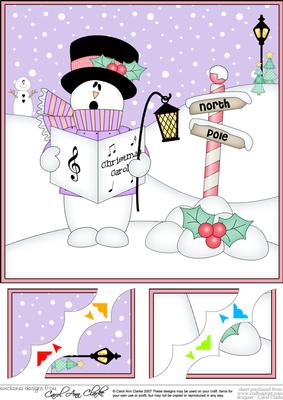 8 x 8 Christmas Carol Singing Snowman Rio Scalloped Corner