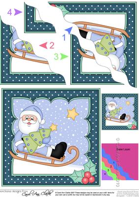 Christmas Sledging Santa Wavy Corner Side Stacker