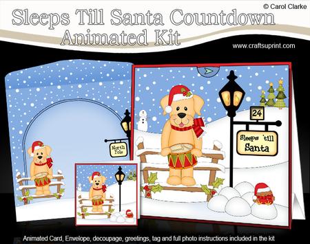 3D Little Christmas Dog Sleeps Till Santa Countdown Card