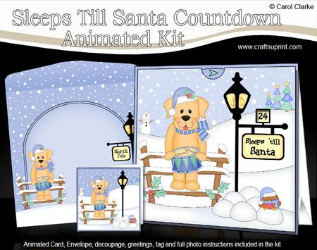 3D Little Christmas Dog Sleeps Till Santa Countdown Card