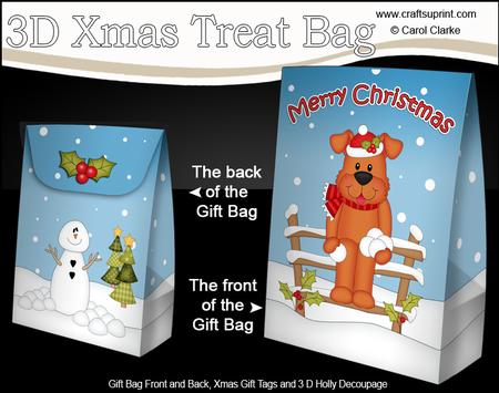 3D Little Christmas Rusty Dog Gift Bag Mini Kit