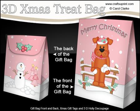 3D Little Christmas Rusty Dog Gift Bag Mini Kit