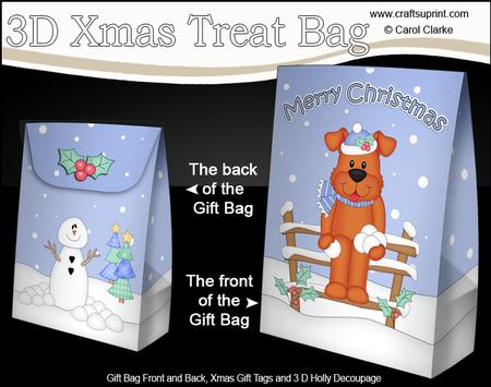 3D Little Christmas Rusty Dog Gift Bag Mini Kit