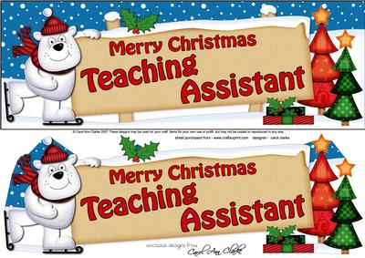 Large Dl Christmas Teaching Assistant Polar Bear Decoupage