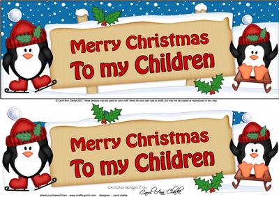 Large Dl Christmas to My Children Penguins Decoupage