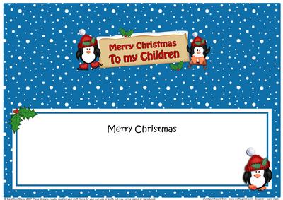Large Dl Christmas to My Children Penguins Insert