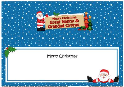 Large Dl Christmas Great Nanny & Grandad Cyprus Santa
