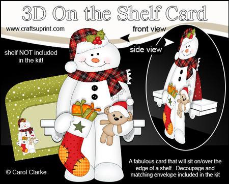 3D on the Shelf Card Kit - Little Christmas Snowman Mack