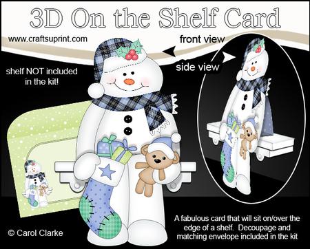 3D on the Shelf Card Kit - Little Christmas Snowman Mack
