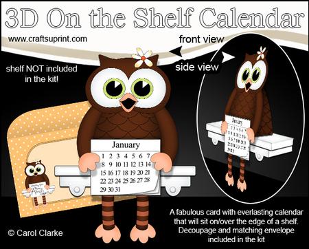 3D on the Shelf Everlasting Calendar Kit - Little Hoot Owl