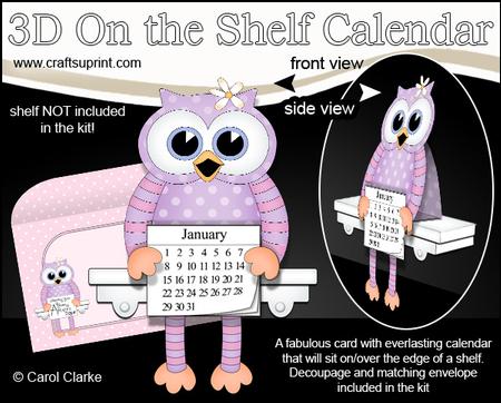 3D on the Shelf Everlasting Calendar Kit - Little Hoot Owl