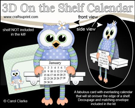 3D on the Shelf Everlasting Calendar Kit - Little Hoot Owl