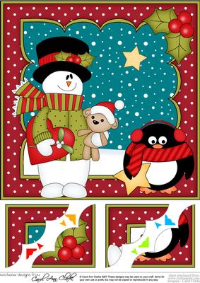 8 x 8 Christmas Snowman Rio's Heart Scalloped Topper