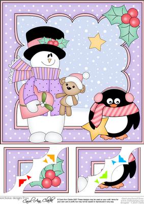 8 x 8 Christmas Snowman Rio's Heart Scalloped Topper