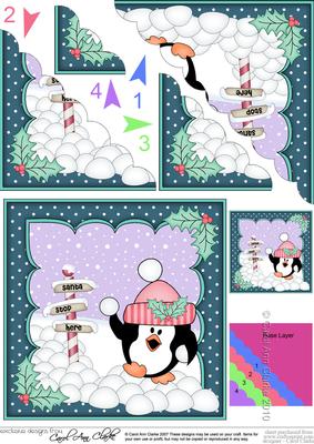Christmas Snowballing Pip Penguin Scallop Corner